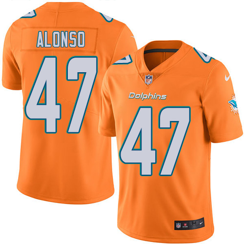 Nike Miami Dolphins 47 Kiko Alonso Orange Youth Stitched NFL Limited Rush Jersey